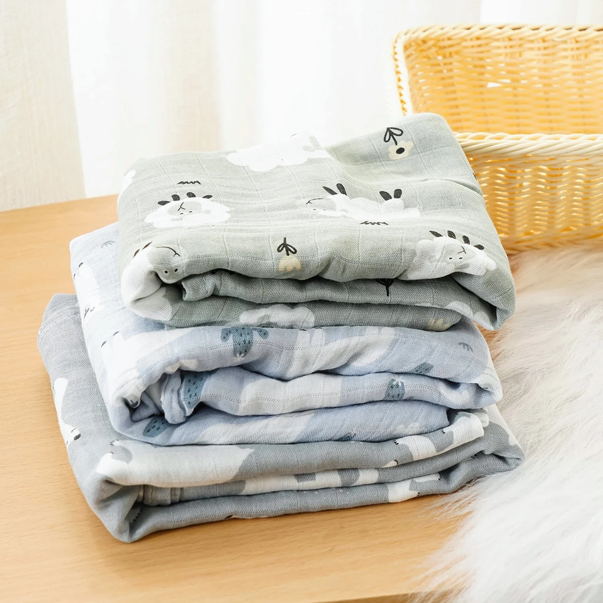 Kangobaby #My Soft Life# 3pcs Set Bamboo Cotton Baby Muslin Swaddle Blanket Newborn Bath Towel Infant Wrap 2