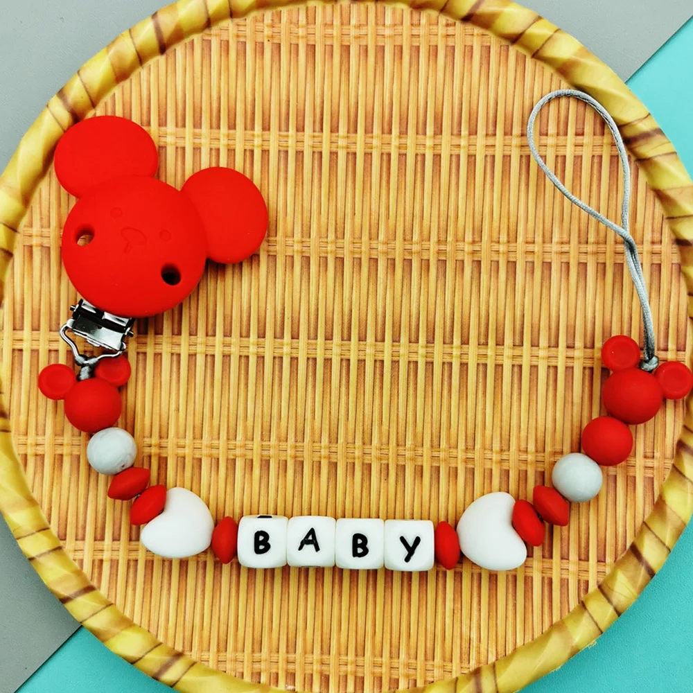 Custom Letter Names Baby Pacifier Silicone Clips Chains Teether for Bebe Infant Chew Leash Nipple Holder Kawae Creative Gifts