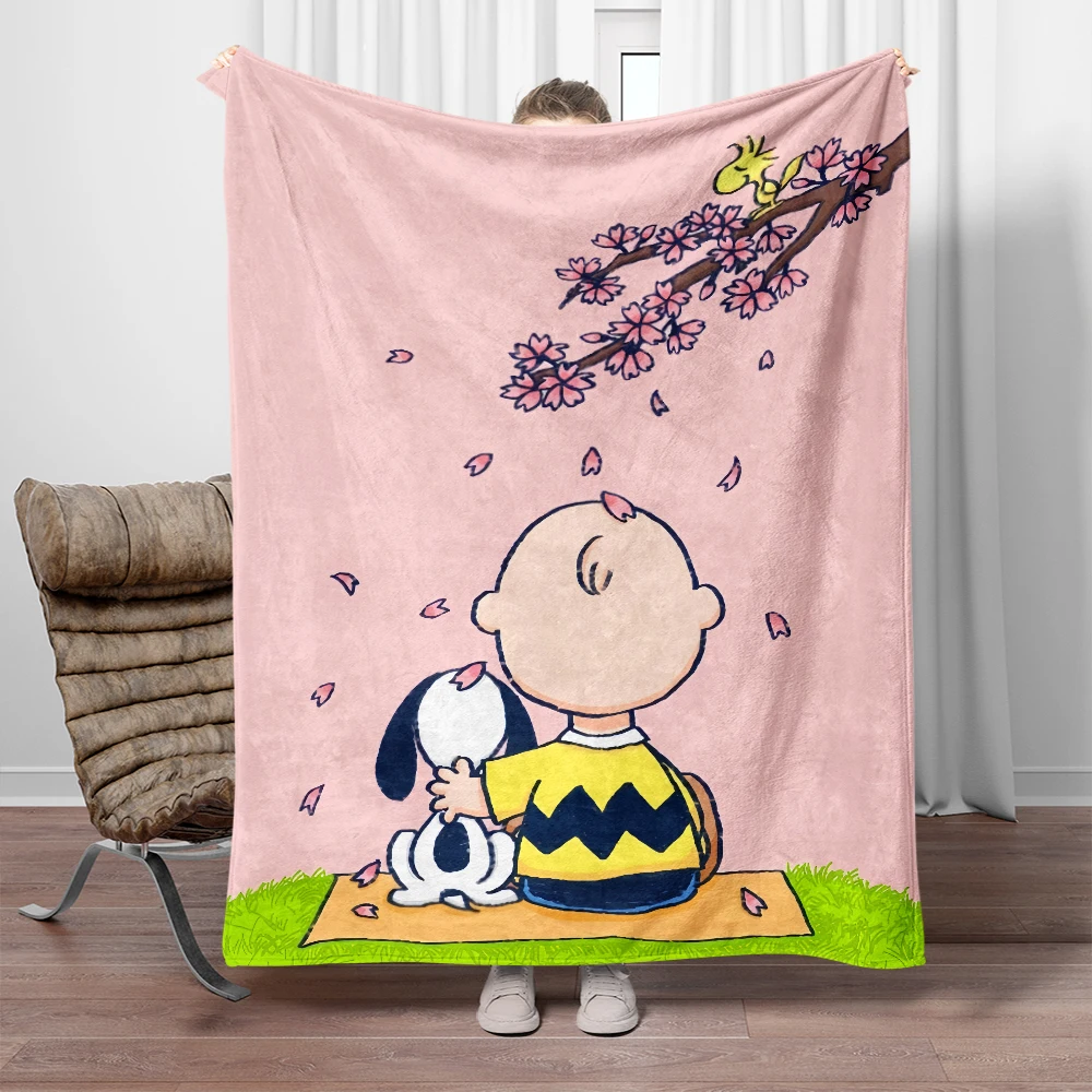 thumbnail image 1 of Manta de franela suave y cálida con estampado de dibujos animados de Snoopy. Para oficina, camping, exteriores, sábanas, sofás, viajes, playa y aviones., 1 of 5