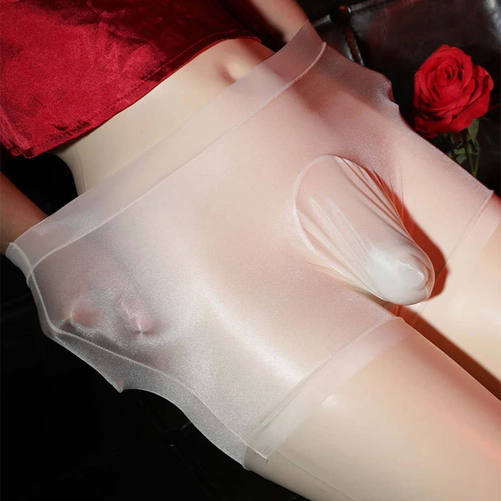 

Mens Sheer Boxer Briefs See Through Mesh Underwear Pouch Solid Ice Silk Shorts Trunks Seamless Underpants Erotic Lingerie