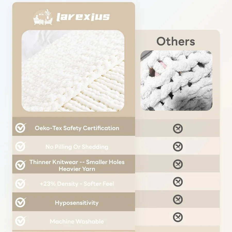 Luxury Soft Cozy Extra Large Chunky Knit Throw Blanket in Milk White 80 x 90 Inches 100 Woven Rope Knot Design for Couch Sofa H