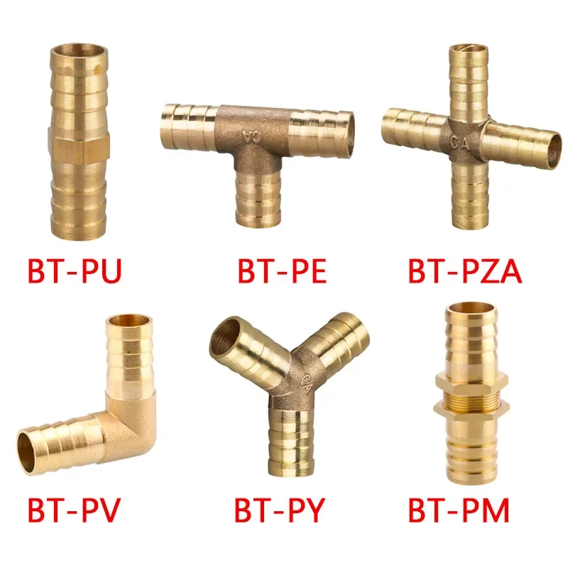 

10pcs Copper Pagoda Water Tube Fittings Brass Barb Pipe Fitting 2 3 4 Way Brass Connector For 6mm 8mm 10mm 12mm 16mm 19mm hose