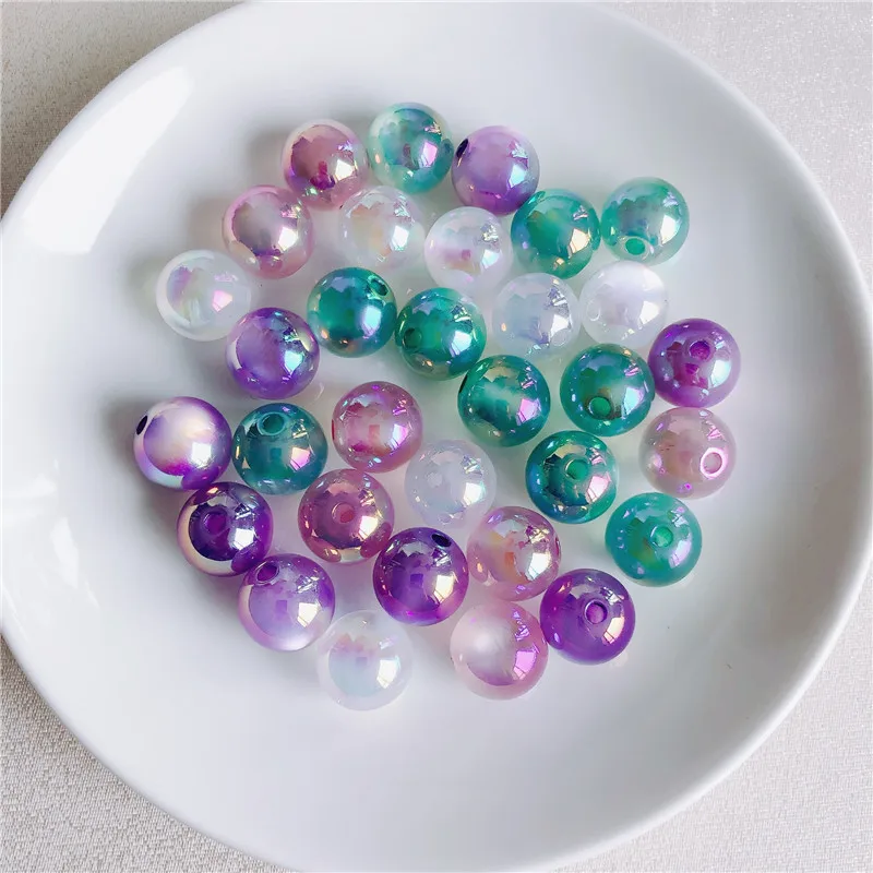 

50pcs/lot 16mm AB color print geometry rounds shape acrylic straight holes beads diy jewelry earring/bracelet accessory