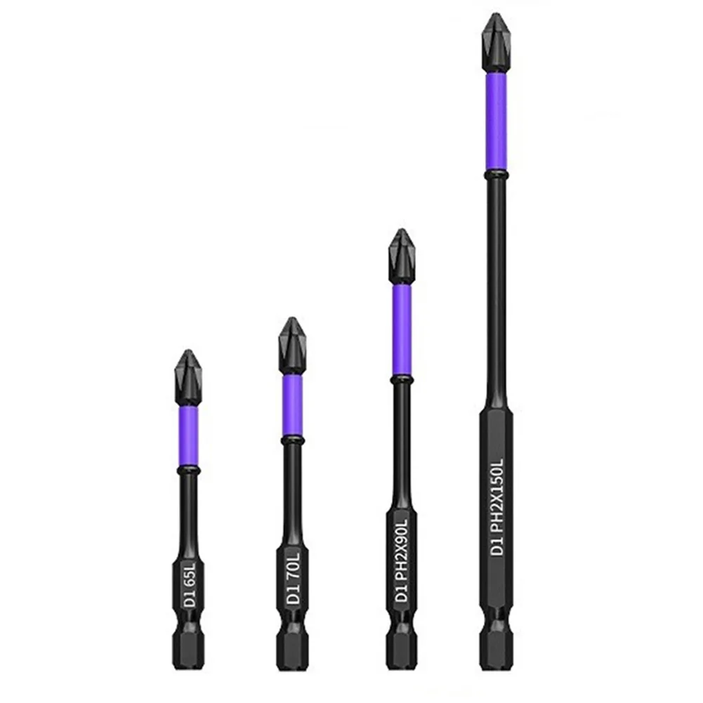 

Hand Tools Batch Head Magnetic Batch Head Non-slip PH2 4Pcs Black Cross Screwdriver Impact-resistant Brand New