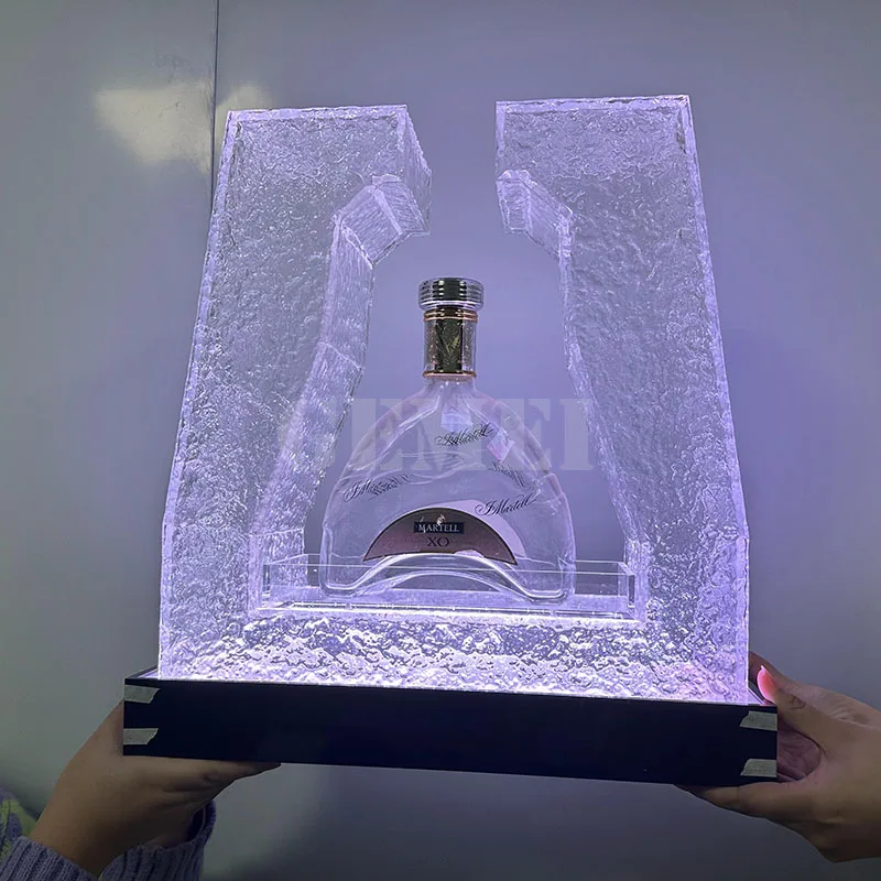 

Acrylic metal XO Martell holder glorifier VIP display shelf color changing LED bottle presenter for bar nightclub