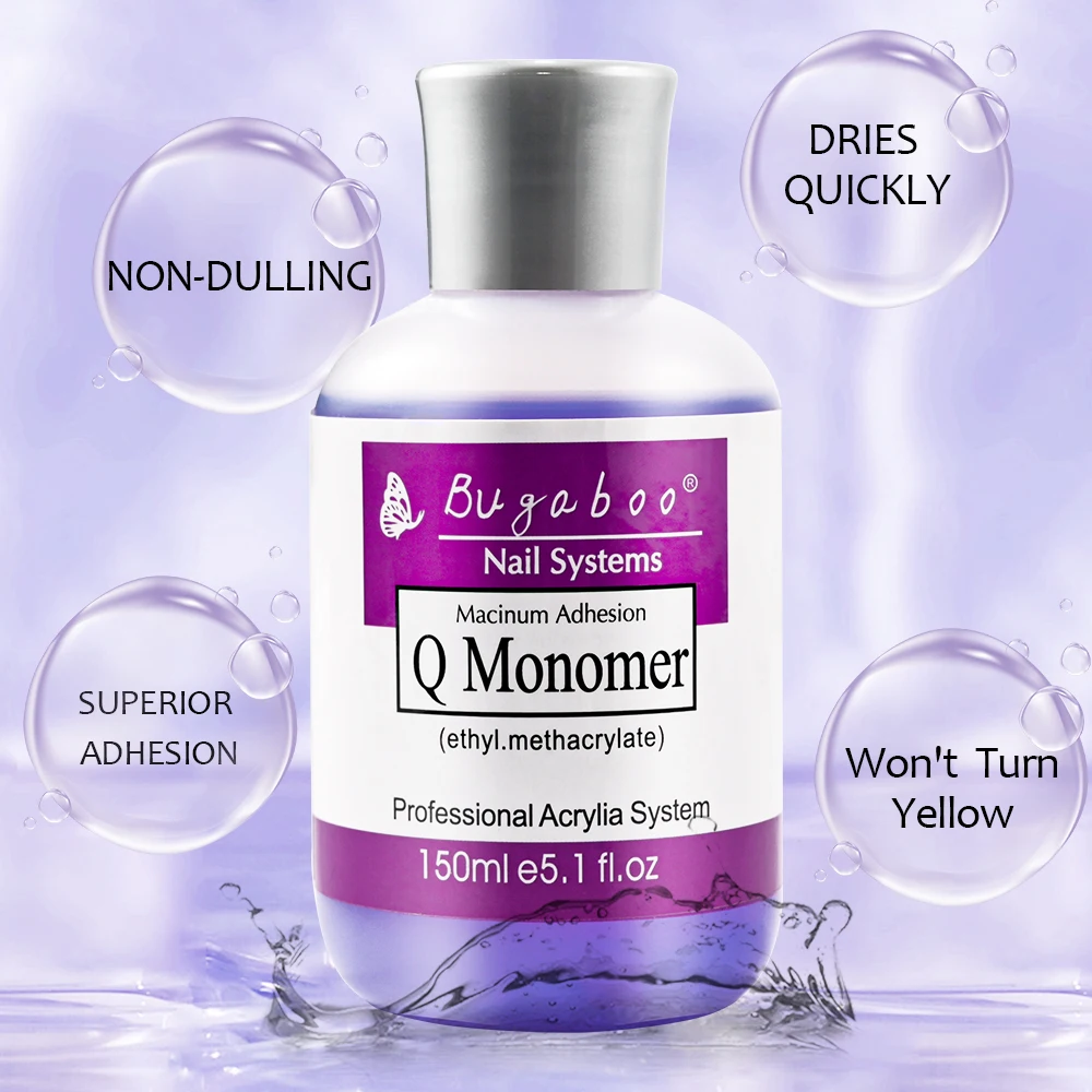 Nail Acrylic Liquid 5.1fl.oz(150ml) EMA Acrylic Liquid 3PCS Acrylic Brushes Fast Dry Non-Yellowing Monomer MMA-Free