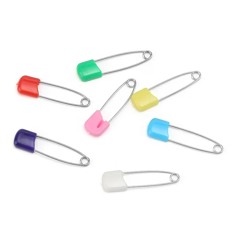 100pcs 4.1cm Plastic Head Safety Pins Safety Locking Stainless Steel Baby  Cloth Diaper Sewing Pins for Quilting Knitting Markers - AliExpress