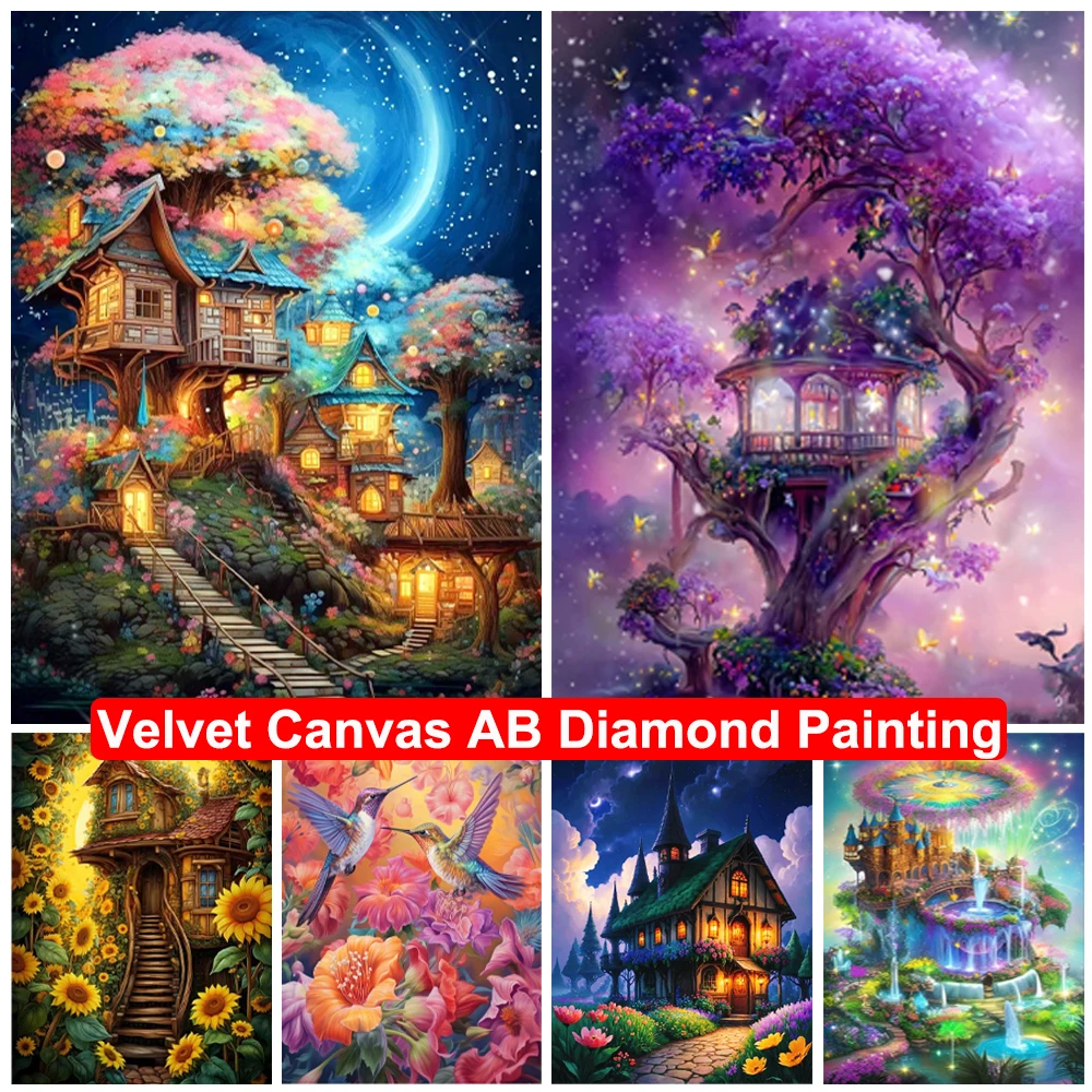 Velvet Canvas AB Diamond Painting Landscape 5D DIY Diamond Embroidery  Flower Bird Mosaic Pictures Cross Stitch Kits Home Decor - AliExpress