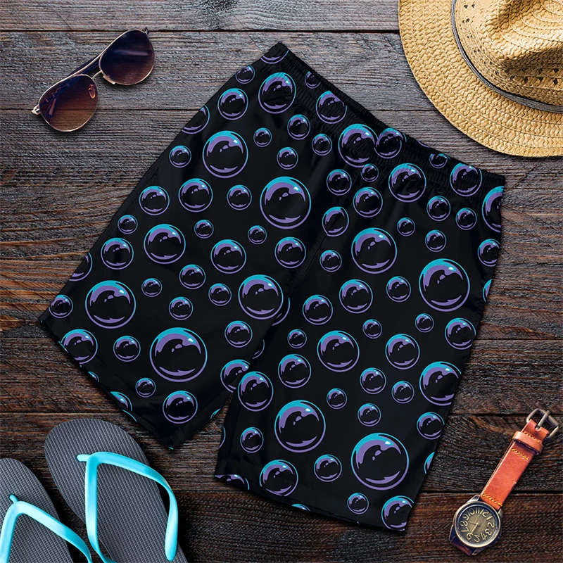 Colorful Bubbles Harajuku 3D Print Surfing Board Shorts Cool Summer Street Hip Hop Swim Trunks For Men Kids Travel Beach Shorts 3
