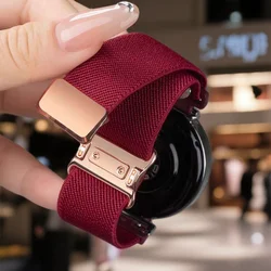 Versatile Magnetic Nylon Strap for Smartwatches - Adjustable 18 - 22mm Elastic Bracelet (Wine red)