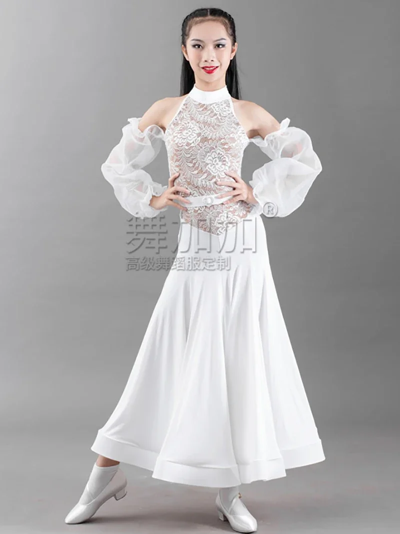 

Kids Girls Social Dance Performance Dress Children National Standard Female Competition Performance Modern Waltz Dancewear