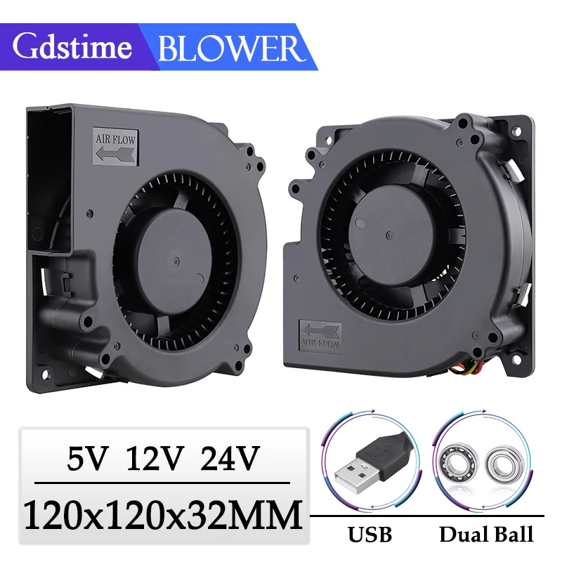 Radial 120x120x32 mm do Volume de ar da C.c. 5v 12v 24v do Ventilador do Turbocompressor de 120 mm para a Grade do Bbq fã Portátil Industrial fã