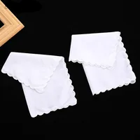 3Pcs 100% Cotton 30x30cm White Color Lace Women Handkerchiefs Reusable Suit Pocket Sweat Square Towels Tea Party Favors 4