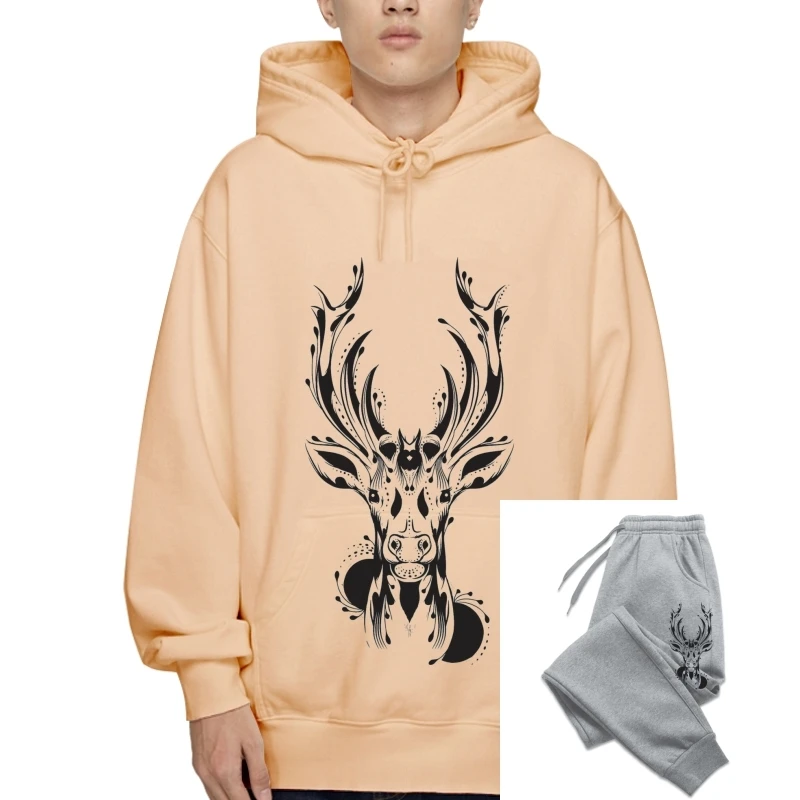 

Tribal Stags Head Large Print Men's T-Sweatshirt Hoodies - Stag Deer Tattoo Tattoos Cotton Sweatshirt Hoodies Custom Print