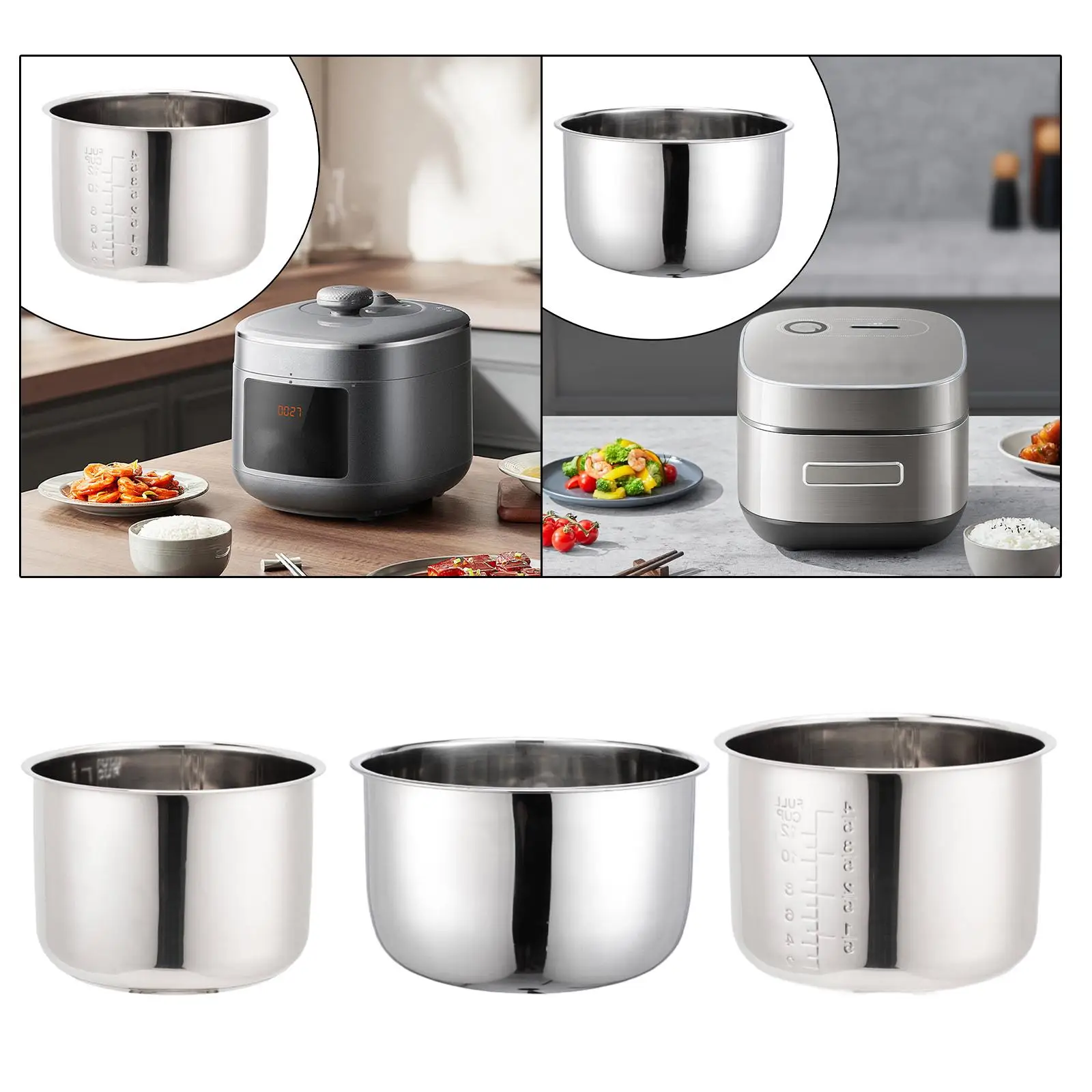 Rice Cooker Inner Pot Stainless Steel Cookware Multiuse Round Practical Kithcen Tool Stainless Steel Inner Pot for Restaurant