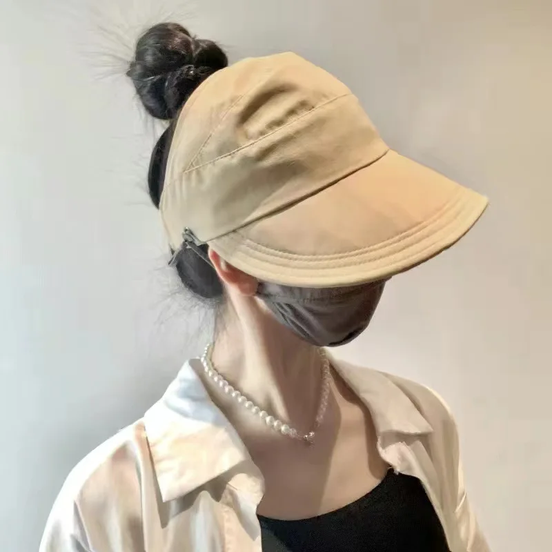 Sun hats Summer Wide Brim Sunhat Women Sun Hats Foldable Adjustable Outdoor Beach Bucket Hat UV Protection Visors Fisherman Ponytail Caps