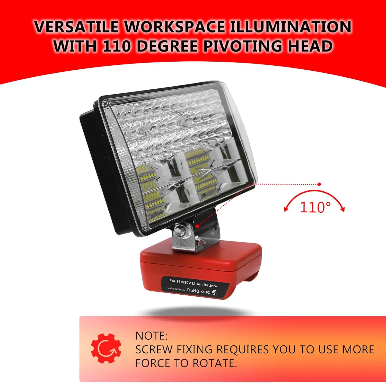 35W Led Work Light for Milwaukee 18V Li-ion Battery Emergency Lights Power Tool Light with Two USB Ports