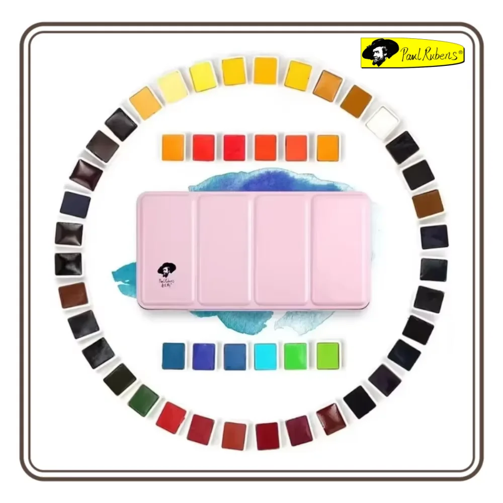 Paul Rubens 12/24/48 Colors Watercolor Set Artist Grade Solid Watercolor Pigment with Portable Metal Box for Artists Beginners