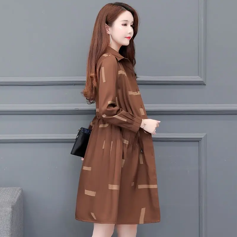 2023 Autumn New Women Long Sleeve Mid-Length plus Size Trench Outcoat Loose Outwear Fashion Casual Jacket Slimming Top