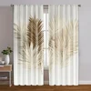 2pcs, Curtain Cloth Spring Curtains&Drapes Brown Palm Polyester (without rod) Decorations For Home Use for Bedroom Living Room 1