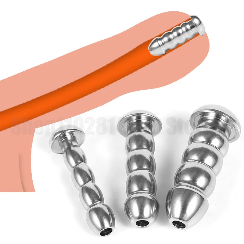 SM Metal Urethral Sounding Penis Plug Stainless Steel Hollow Urethral Dilators for Men Gay Beginner Masturbator Training Sex Toy urethral dilator silicone urethral dilator