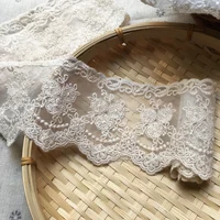 1Yard White Black Beige Flower Lace Fabric for Crafts Sewing Bridal Wedding Dress Applique Decoration 8CM Wide 4