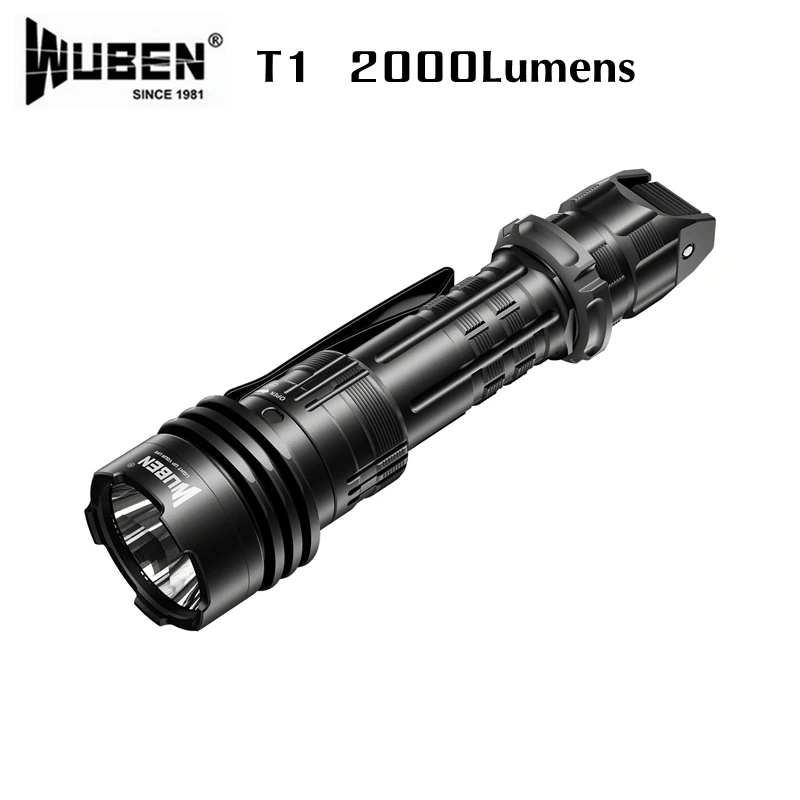 WUBEN T1 충전식 LED 손전등, 2000 루멘 전술 방수 토치, 사냥 검색 ..