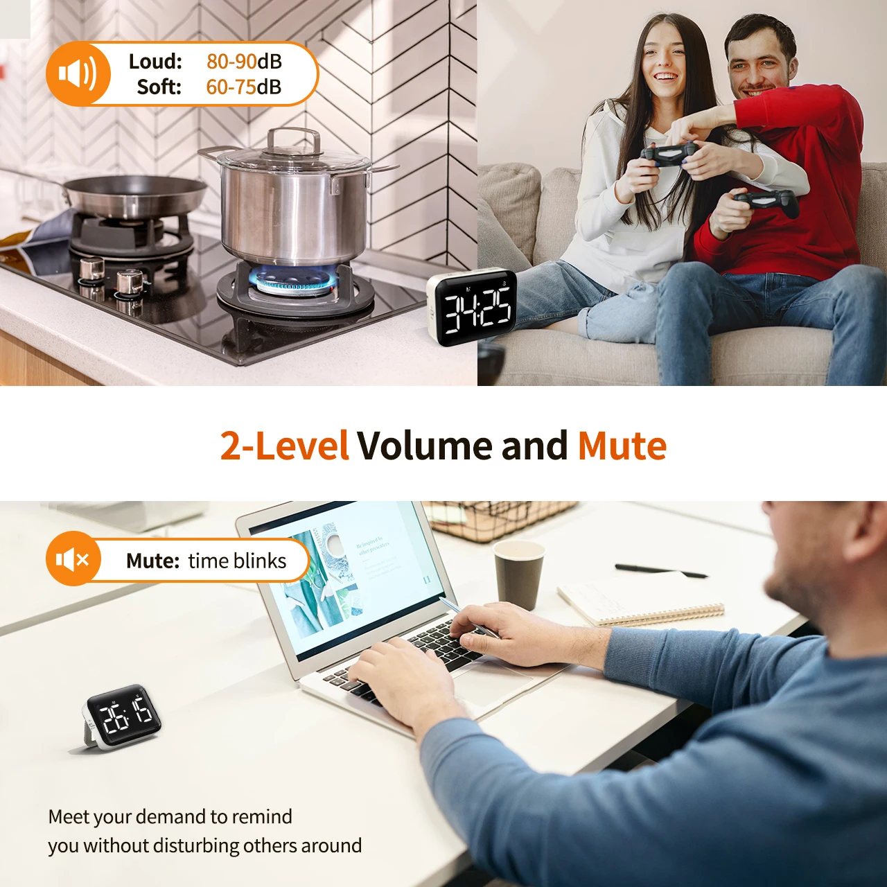 Description Picture 5 of itemCountdown Magnetic Kitchen Timer For Cooking with Count Up Large Display Magnetic Kitchen Timer for Cooking Classroom Office