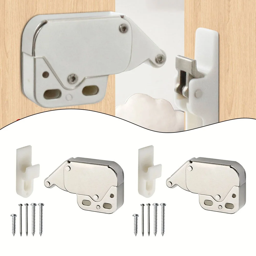 2PCS Wardrobe Catch Latch Automatic Spring Lock For Cabinet Spring Bounce Door Deadbolt Furniture Rebound Device Hardware