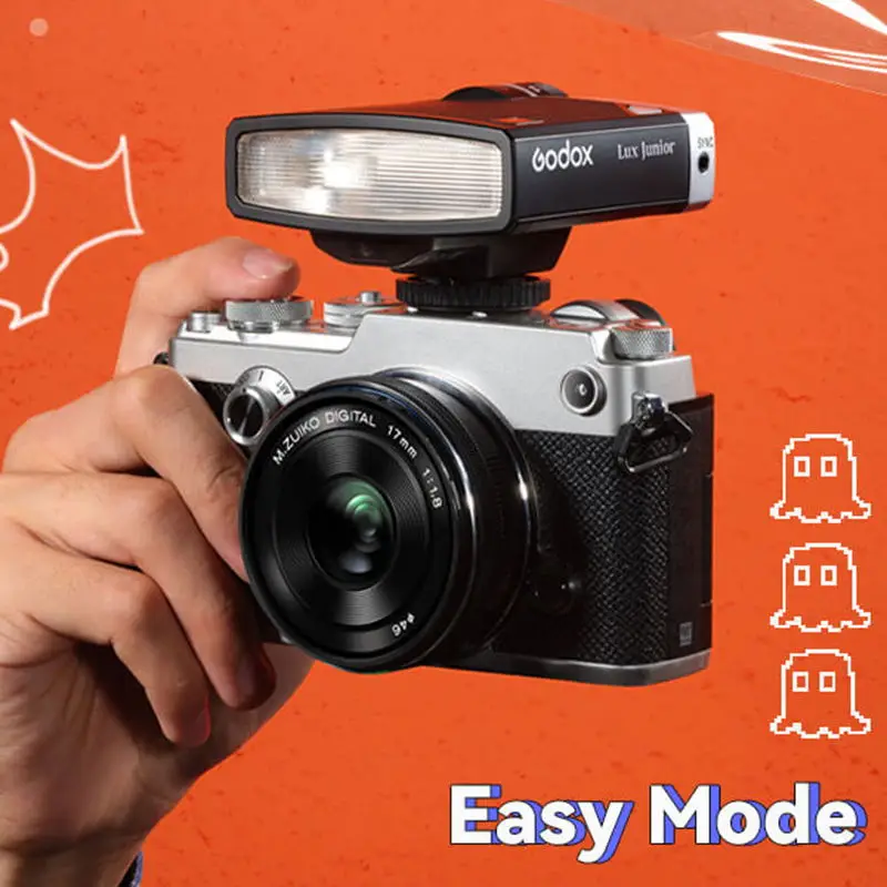 

GODOX Lux Junior Retro Camera Flash 6000K ± 200K 1/1-1/64, 7 уровней освещения для Canon Nikon Sony Olympus Fujifilm