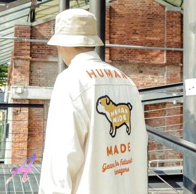 Human Made Jackets Men Women Casual Back Dog Embroidered Futuristic Teenagers Coat waterproof coats