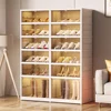Collapsible Shoe Rack Storage Box Easy To Assemble Collapsible Shoe Box for Closet Hallway Portable White Plastic Shoe Cabinet 1