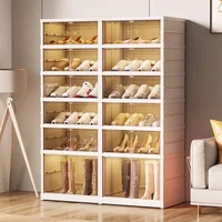 Collapsible Shoe Rack Storage Box Easy To Assemble Collapsible Shoe Box for Closet Hallway Portable White Plastic Shoe Cabinet 1