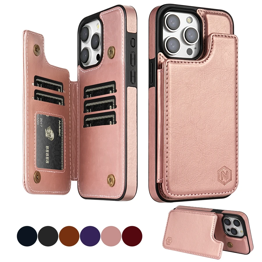 RFID Blocking Leather Wallet Case for iPhone