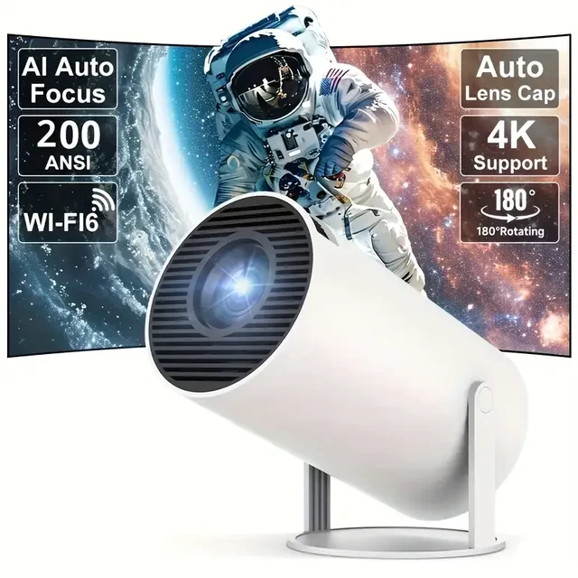 M5 4K Android 11 Projector - Dual WiFi6, Wireless 5.0, 200ANSI Brightness, 1080P HD Outdoor Home Cinema Projector  USB Plug 1