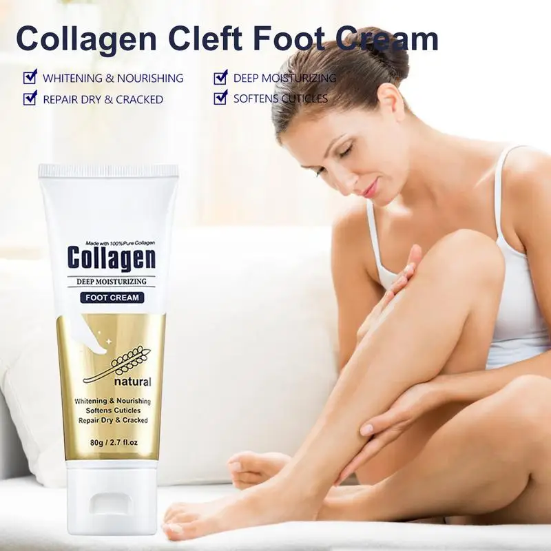 

Foot Cream for Dry Cracked Heels 80g Collagen Foot Cream Anti-Dry Cracked Repair Cream Softening Hand Foot Lotion Moisturizer