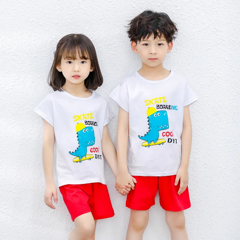 Summer-Children-s-Pajamas-Baby-Boy-Clothes-Cotton-Pyjamas-Kids-T-shirt-Shorts-2pcs-Cartoon-Pajamas