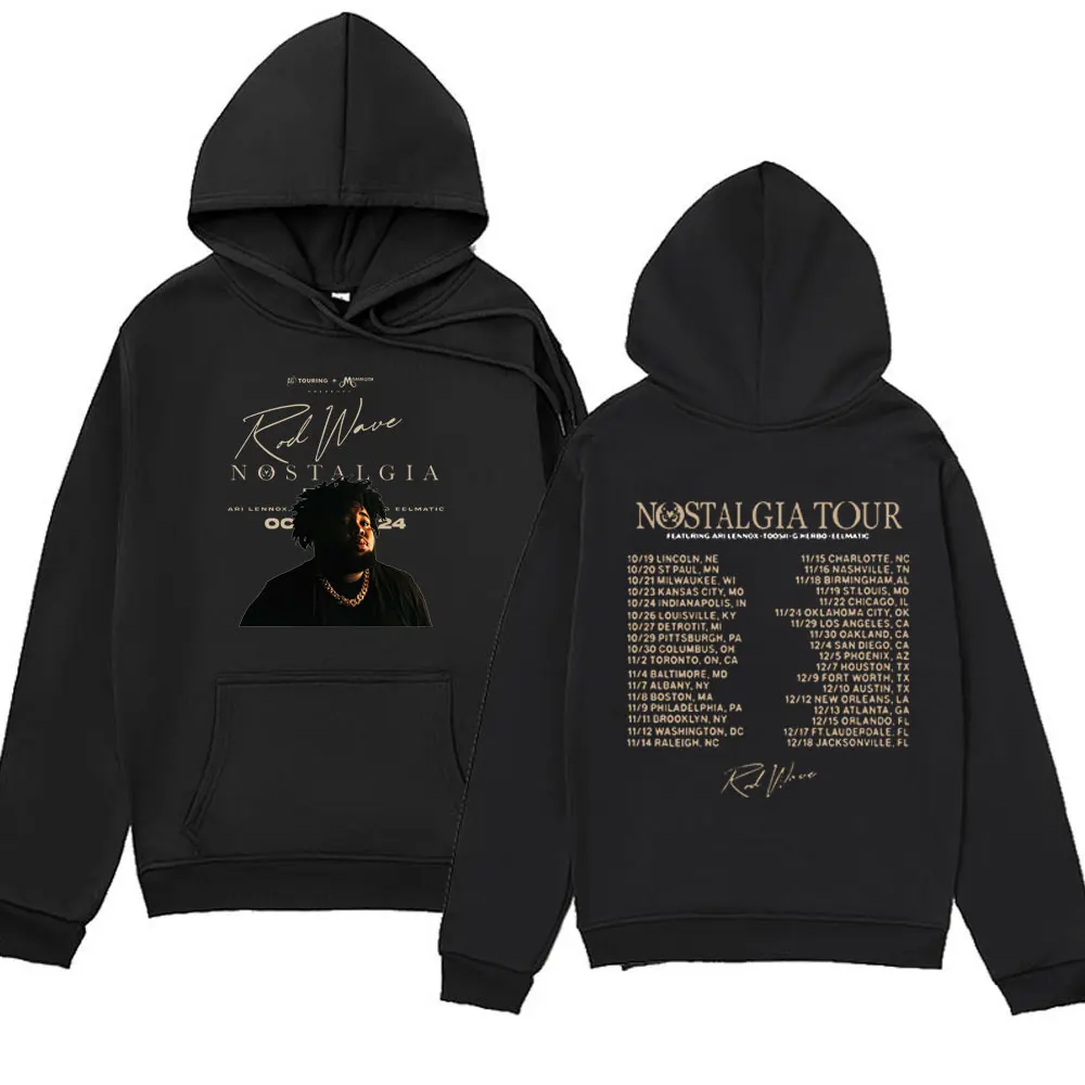 Rod Wave Nostalgia Tour Concert Retro Hoodie Men's Women's Aesthetic Harajuku Sweatshirts Fashion Hip Hop Rapper Fleece Pullover