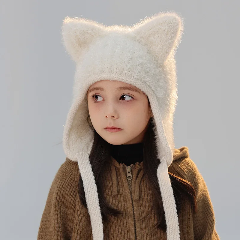 Children's Plush Beanie Hats for Girls and Boys New Autumn/Winter Collection Warm Knitted Beanie Hats for Babies