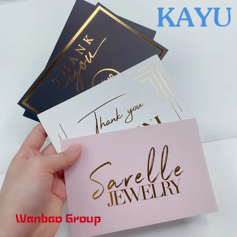 Custom  Custom colorful gold foil paper thank you cards with logo thank you business card printing