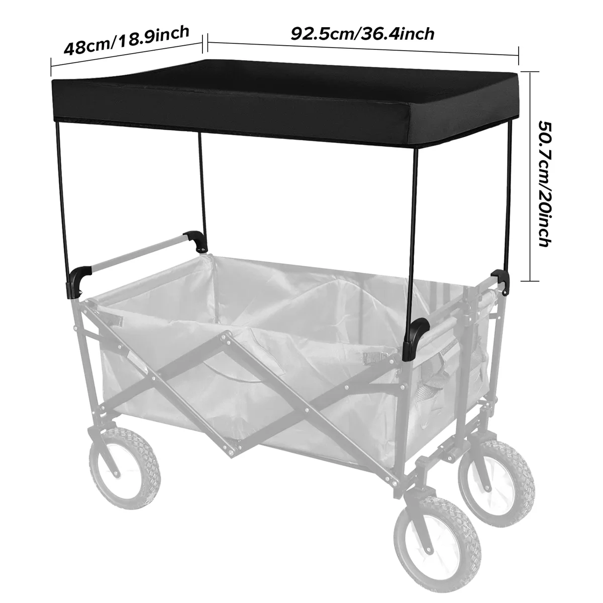 Awning Canopy for Garden Wagon Attachment Sun Shade Cover Trolley Cart Accessories Outdoor Camping Picnic Equipment