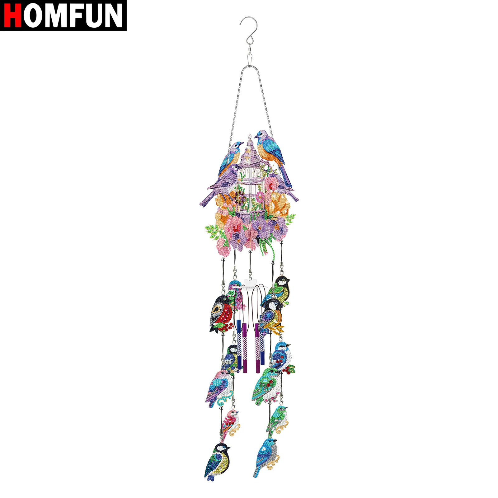 Pendentif Diamond Painting Oiseaux 5D - Tableau Diamant Double Face à Suspendre - Kit DIY Adultes Débutants