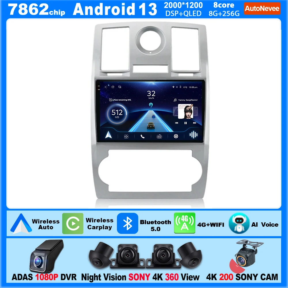 Android Per Chrysler 300C 1 2004 - 2011 Autoradio Multimedia Carplay Display Accessori Stereo Senza Dvd Auto Gps 5G Touring