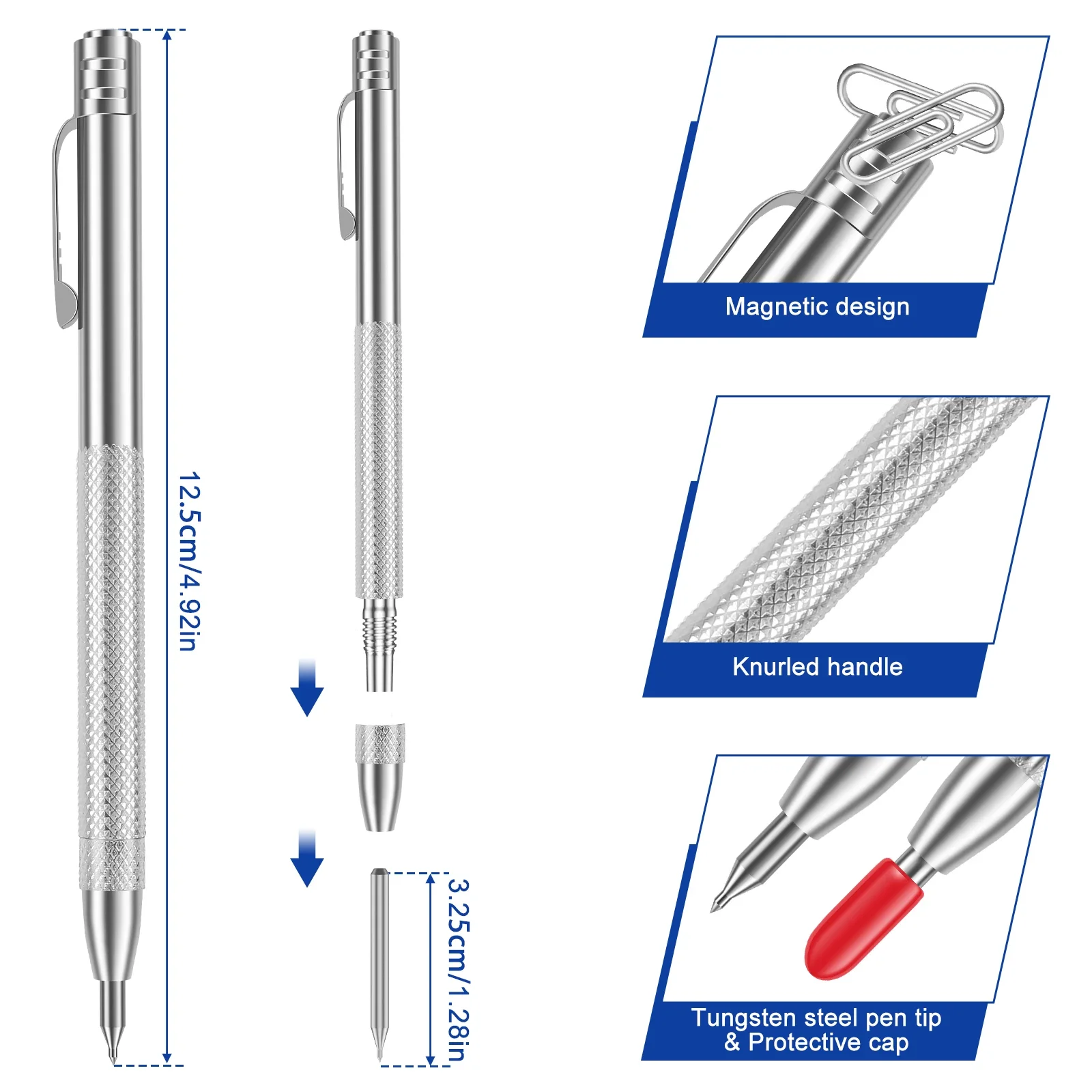 4Pcs Tungsten Carbide Tip Scriber with 20 Engraving Pen Marking Tip Scribing Pen For Glass Ceramic Metal Marking Hand Tools