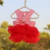 Dog Princess Dresses Puppy Bow Knot Dress Pet Tutu Dresses Striped Mesh Puppy Cat Princess Summer Dresses for Small Medium Cat 3