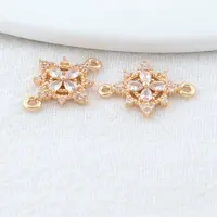 Breloques en laiton couleur or 14K, 6 pièces, 13.5x18MM, 2 trous, fleurs, pendentifs, collier, fournitures de fabrication de bijoux, accessoires de bricolage 3