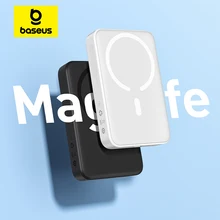 Baseus 미니 마그네틱 무선 고속 충전 자동 깨우기 보조배터리, 10000mAh 20000mAh, 아이폰 15 14 13 프로 맥스용 맥세이프 보조배터리
