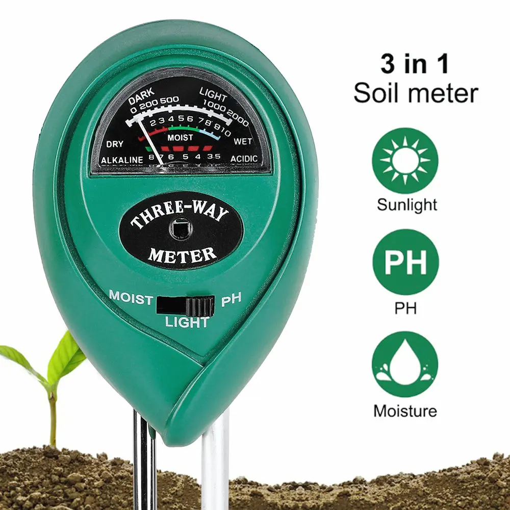 3 in 1 soil water moisture PH meter acidity humidity sunlight light PH test garden flowers moist sensor tester testing instrument soil moisture sensor soil tester soil moisture meter