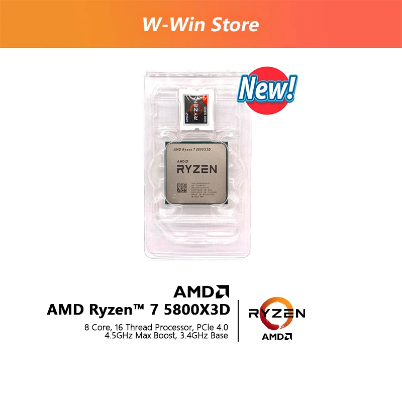 AMD Ryzen 7 5800X3D R7 5800X3D 3.4 GHz 8 Core 16 Thread CPU Processor 7NM L3 96M 100 000000651 Socket AM4 New but without fan