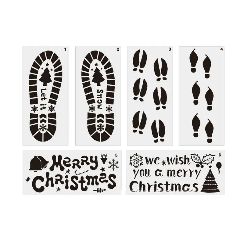 

Christmas Footprints Painting Diary Template DIY Scrapbook Coloring Embossing Album Decoration Stencil Pattern Graffiti Drawing